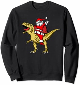 Santa Riding Dinosaur T Rex Shirt, Christmas Boys Xmas Gift トレーナー