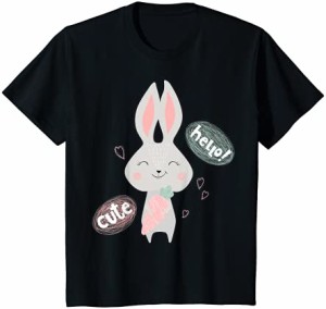 キッズ こんにちは:かわいいバニーTシャツ Tシャツ