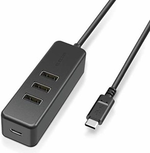 エレコム USBハブ Type-C USB-A 2.0×3ポート USB PD 60W対応 Type-C×1ポート ケーブル30cm マグネット付 ブラック U2HC-T431PBK