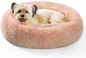 OYANTEN 猫 ベッド 冬用 犬 ベッド クッション ラウンド型 防寒 寒さ対策 (75x75x22センチメートル (x 1), ピンク)