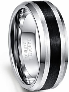 [Nuncad(ヌンカド)] 指輪 メンズ タングステン 金属アレルギー対応 シンプル 質感良い 耐久性 エッジカット ファッション ヘアライン仕上