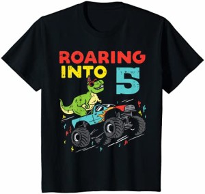 キッズ 轟5トレックス恐竜モンスタートラック5歳誕生日男の子ギフト Tシャツ