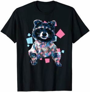 襟付きシャツのアライグマ面白いミーム Tシャツ