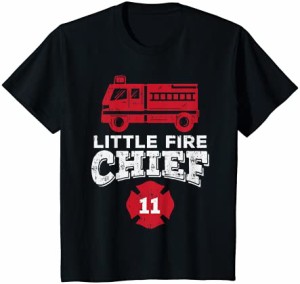 キッズ Little Fire Chief 11 Truck 11th Birthday Fireman Boys Gift Tシャツ