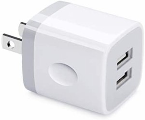 usbアダプタ AC式充電器 USB電源 アイホン充電器 (PSE認証/2.1Aフルスピード充電/2USBポート) コンパクト iPhone充電器 スマホ充電器 and