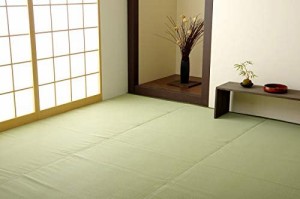 イケヒコ ラグカーペット ファーム グリーン 江戸間8畳 約352×352cm 洗える 日本製 国産 アウトドア レジャー 和室 シンプル #2112208