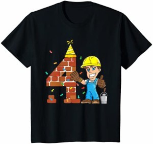 キッズ 4歳の誕生日 煉瓦職人の男の子 職人の贈り物 Tシャツ