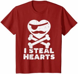 キッズ 私はハートの海賊の口ひげかわいいバレンタインデーの男の子のギフトを盗む Tシャツ