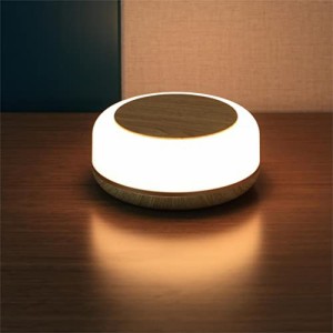 ナイトライト 授乳ライト ベッドサイドランプ 色温度/明るさ調整可 コードレス LED枕元ライト USB充電 間接照明 電池式 木目調