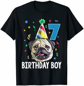 Pug Birthday Boy 7th T Shirt Dog Kids Boys Gift Idea Party Tシャツ