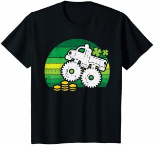 キッズ モンスタートラックのシャムロックのレトロなセントパトリックスデーの男の子の子供のギフト Tシャツ