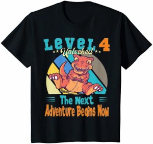 キッズ 恐竜の誕生日4歳 - ゲーマーの恐竜4歳の誕生日 Tシャツ