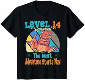 キッズ 恐竜14歳の誕生日ゲーマー ディノレベル14歳 Tシャツ