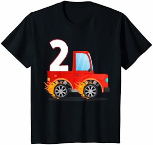 キッズ 2歳の誕生日 トラック 2歳 男の子 パーティー Tシャツ