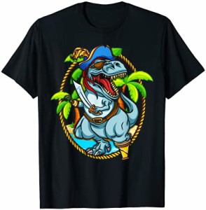 Dinosaur Pirate T-Rex Shirt Boys Girls Kids Wooden Foot Hat Tシャツ