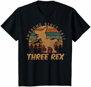 キッズ スリーレックス 3歳の誕生日プレゼント 恐竜 3歳 Tシャツ