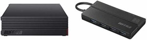 BUFFALO 外付けハードディスク 2TB テレビ録画/PC/PS4/4K対応 静音&コンパクト 日本製 故障予測 みまもり合図 HD-AD2U3＋USB ハブ USB3.0