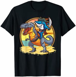 海賊 サメ 乗馬 T-Rex 恐竜 キッズ 男の子 女の子 ジョーサメ Tシャツ