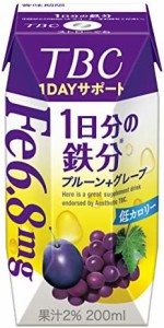 森永 TBC 1DAYサポート 1日分の鉄分 プルーン+グレープ 200ml [ 低カロリー 紙パック ドリンク 飲み物 常温保存 ]×24本