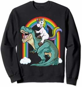 Unicorn Riding T Rex Unicorn Dinosaur Boys Girls Kids Men トレーナー