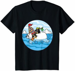 キッズ ペンギンホッキョクグマ漫画子供コミック Tシャツ