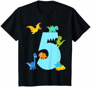 キッズ 5歳の誕生日 男の子 5歳 恐竜のおもちゃ ディノ Tシャツ