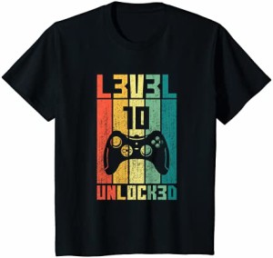 キッズ Level 10 Unlocked Vintage Video Gamer 10th Birthday Leetcode Tシャツ