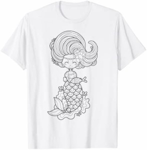 子供のためにペイント＆カラーリングする人魚 Tシャツ