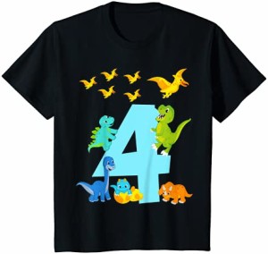 キッズ 4歳の誕生日の男の子の恐竜の衣装-4歳 Tシャツ