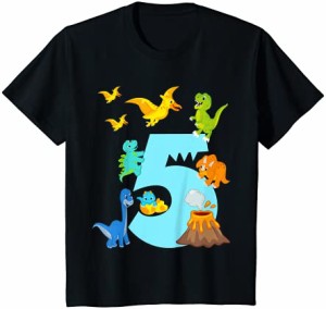 キッズ 5歳の誕生日の男の子の恐竜の衣装-5歳 Tシャツ