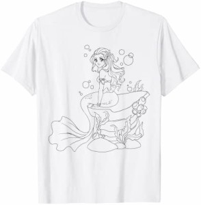 子供のためにペイント＆カラーリングする人魚 Tシャツ