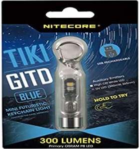 NITECORE（ナイトコア）""TIKI GITD BLUE"" 青く光るTIKI キーライト ミニライト LED USB充電 通勤 通学 ランニング アウトドア キャンプ