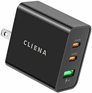 [ブランド] CLIENA 急速充電器 PD対応 65W 新規格PPS(Programmable Power Supply) GaN (窒化ガリウム)採用 折り畳み式プラグ USB-C ×2ポ