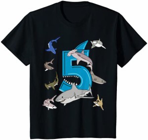 キッズ 5th Birthday Tシャツ ボーイズ サメ ホワイトサメ Tシャツ