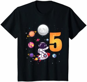 キッズ 5歳の誕生日の男の子の宇宙飛行士5歳のロケット私は5歳です Tシャツ