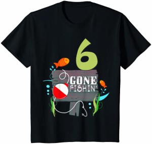 キッズ 6歳の誕生日 フィッシャーマンシャツ Gone Fishin' ギフト 男の子 女の子 Tシャツ