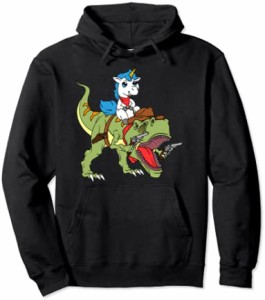 Unicorn Riding Dinosaur Kids Boys Girls Cowboy T-Rex Dino パーカー