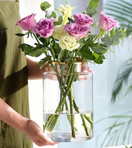 ガラスの花瓶 大 おしゃれ 透明 花器 フラワーベース 大きな花瓶 ガラスベース ガラスボトル アレンジ インテリア 水栽培 生け花 造花 お