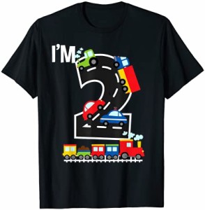 I'm 2 Birthday Boy 2nd Bday 電車 トラック 番号 Tシャツ