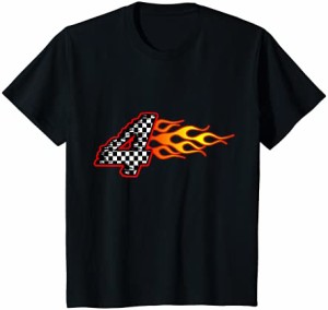 キッズ Race Car 誕生日パーティー 男の子 女の子 4歳 4歳の誕生日 Tシャツ