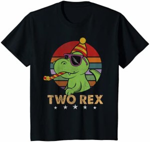 キッズ Two Rex Shirt Dinosaur T-Rex Boy 2歳の誕生日 2歳 Tシャツ