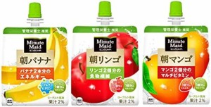 「バラエティ茶屋03ミニッツメイドゼリー飲料24個入」朝バナナゼリー180ｇ12個　朝りんごゼリー180ｇ6個　朝マンゴゼリー180ｇ6個　3種類