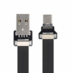 NFHK USB 2.0 Type-A オスからUSB-C Type-Cオス データフラットスリムFPCケーブル FPV & ディスク & 電話用 20cm