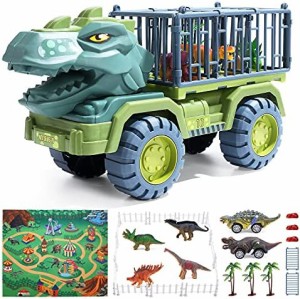 Cute Stone 車おもちゃ 恐竜おもちゃ クリスマスプレゼント トラックセット DIYカー ミニカーセット 恐竜フィギュア リターンカー 恐竜公