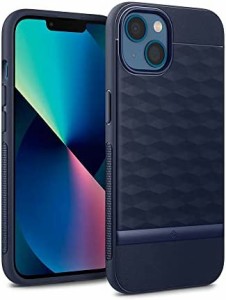 Caseology iPhone 13 対応 ケース TPU ソフト 3D ハニカム パターン 耐久性 カバー パララックス - ミッドナイトブルー