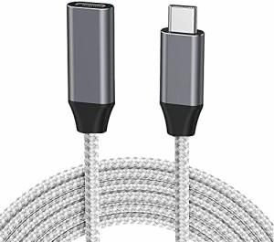 USB Type C 延長ケーブル (1ｍ, グレー)LpoieJun.T usb-c 延長 USB 3.1 Gen 2 (10Gbps) 高速データ転送 延長コード 5A PD急速充電 アンド