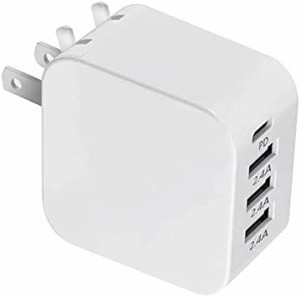 【Mutucu】2021年最新版 PD充電器 18W+12W 4in1充電ポート チャージャー USB-C*1＆USB-A*3 急速充電器 PowerPort PSE認証済 Type-C充電器