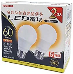 東芝 LED電球 60W相当 全方向 電球色 E26口金 2P 密閉器具対応 LDA8L-G/60V1RP