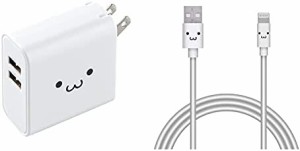 【A-Lケーブル】 エレコム USB コンセント 充電器 合計24W Aポート×2 【 iPhone/Android/タブレット 対応 】 ホワイトフェイス EC-AC03W