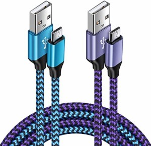 マイクロ usb ケーブル Micro B ケーブル【1.8M/2色】2.4A急速充電 PS4 充電ケーブル ナイロン編み Android スマホ充電ケーブル アンドロ